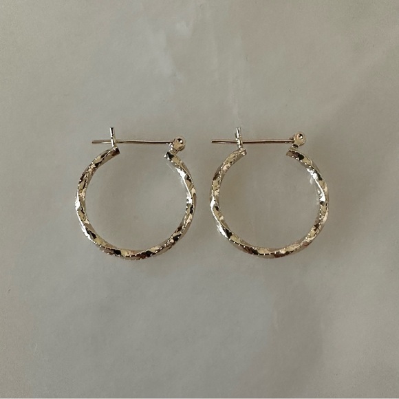 14k Solid Gold Twist Hoop Earrings - Picture 12 of 15